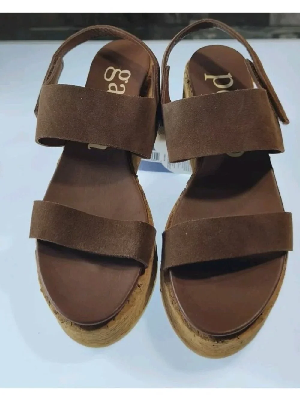 Pedro Garcia Noira Platform Slingback Sandal Suede Cork Wedge EU40 US9.5 Brown